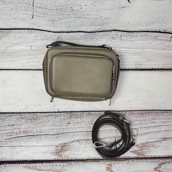 K. Carroll Accessories Olive Green Vegan Leather Crossbody Bag – Multi-Compartme - Picture 1 of 9